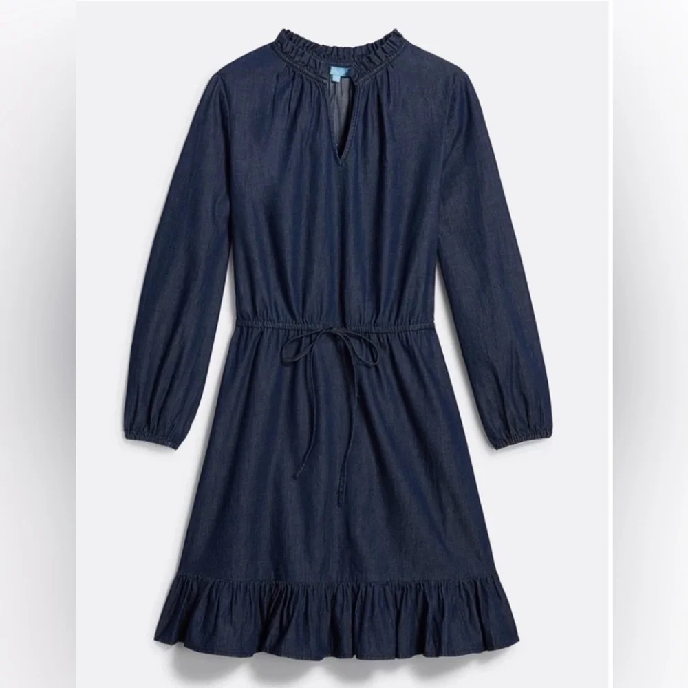 NWT Draper James Chambray Popover Dress Dark Wash Style DRD0582 Blue Size XXL